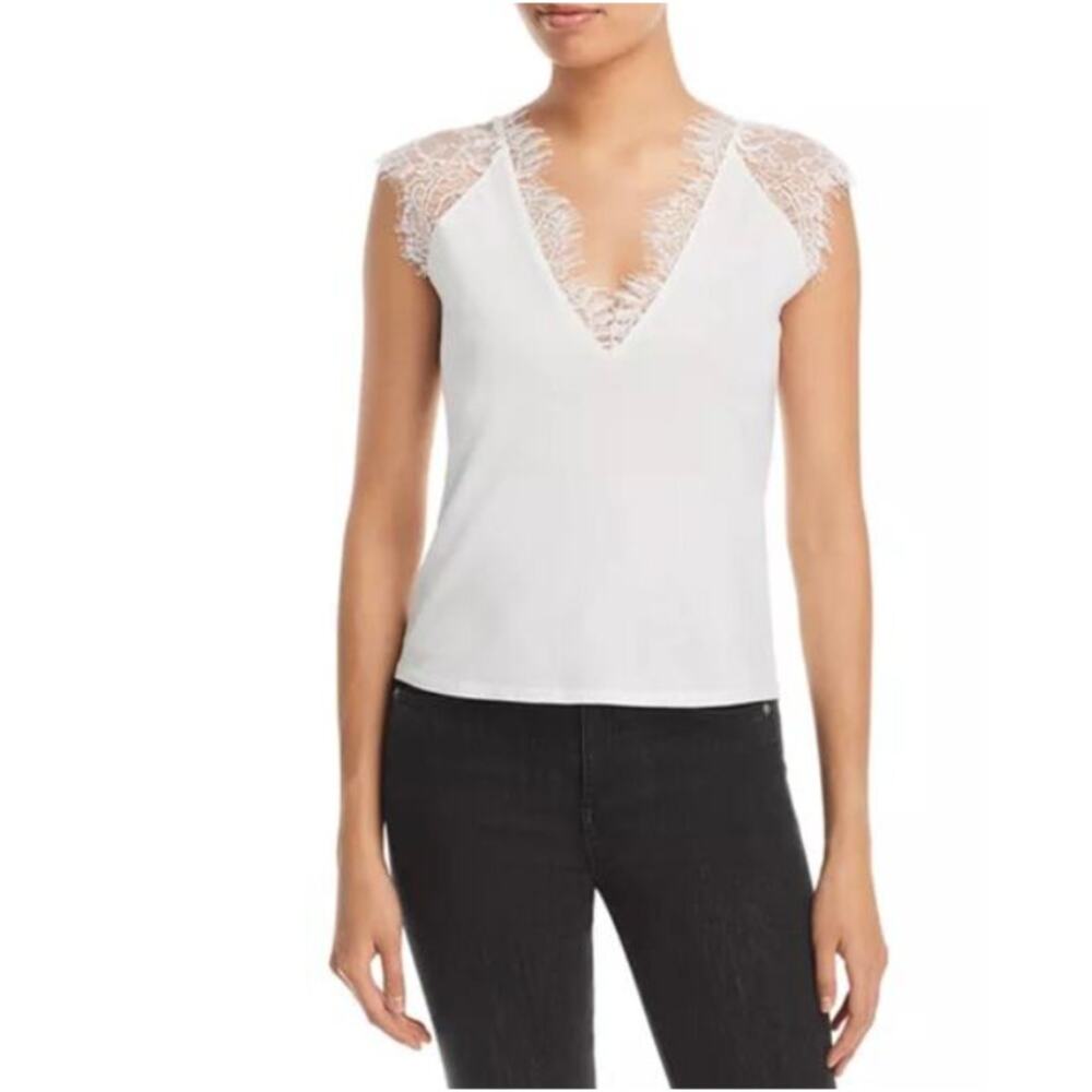 Generation Love Ilya Top White Lace Sleeve Cotton Modal Blouse Womens Small